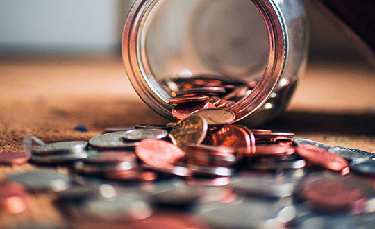 Upturned jar with personal savings