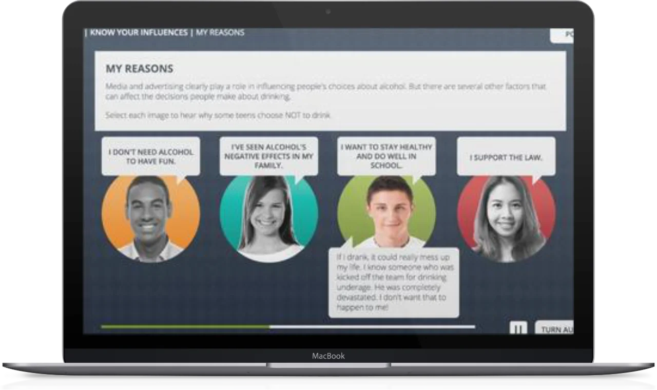 Macbook showing Alcohol Education screenshot