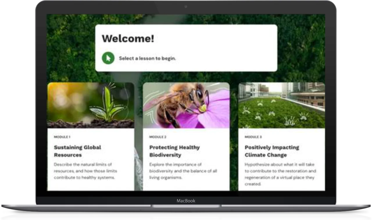 Macbook showing Sustainability Plants Animals and Our World screenshot